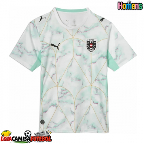 Camisa de Futebol Áustria Equipamento Secundário Mundo 2026 Manga Curta